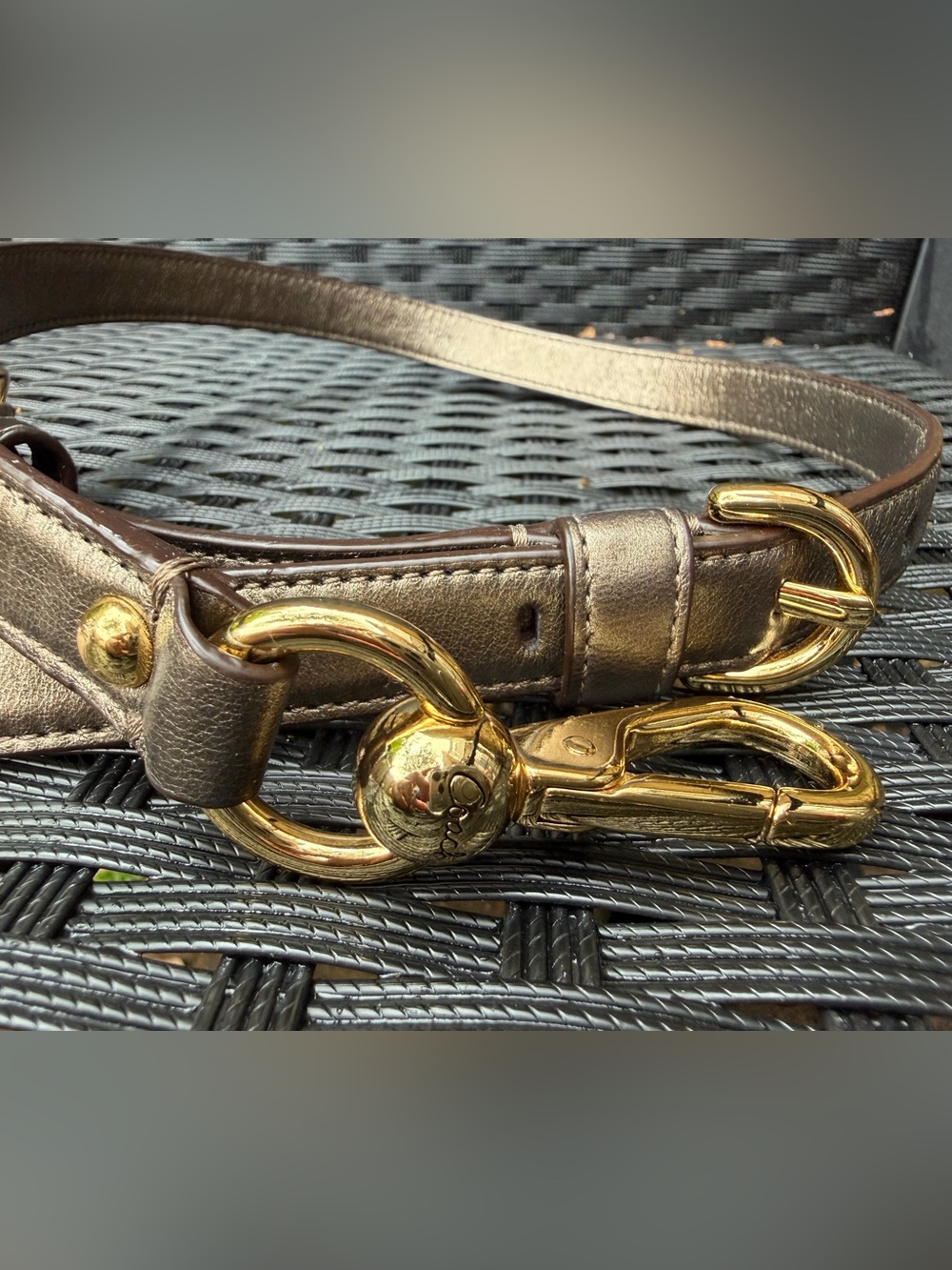 New Coach Metallic Bronze Leather Bag Strap Gold Hardware 36.5”
